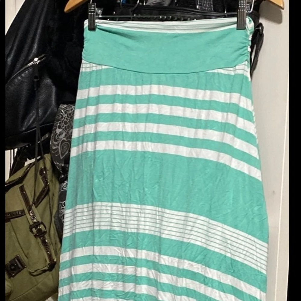 Mint green stripe maxi skirt